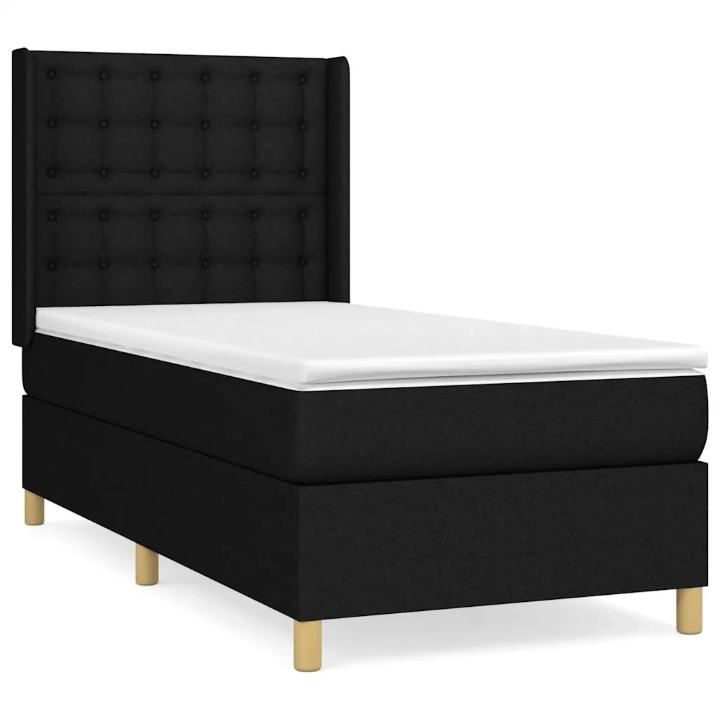 Giroletto a Molle con Materasso-Struttura Letto Nero 80x200 cm inTessuto 706749