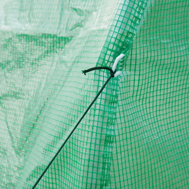 Serra da giardino a tunnel con telo in polietilene 140 g/m²; porta con zip e 6 finestre verde 2.98 × 1.96 × 1.98 m