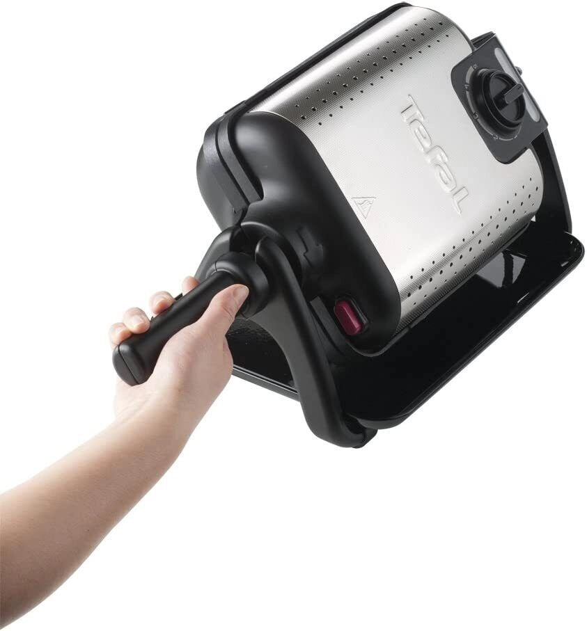 Tefal WM756D Piastra per Waffle 2 waffle rettangolari 1200W piastre rimovibili antiaderenti lavabili in lavastoviglie termostato regolabile colore Nero Acciaio Inossidabile