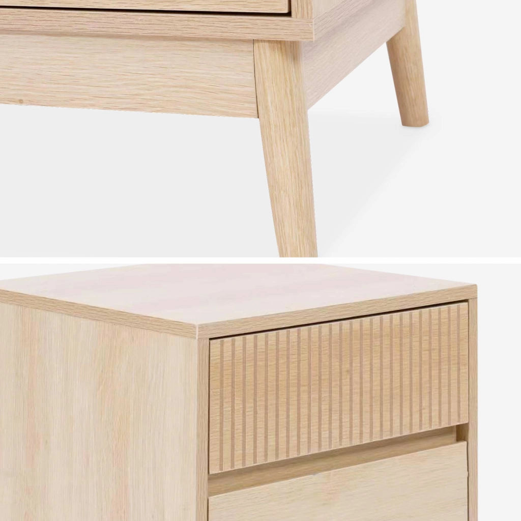 Comodino con 2 cassetti, marrone chiaro