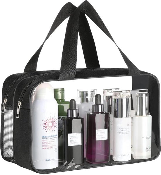 Toilette per uomo e donna - Grande, Separazione di oggetti asciutti e umidi, Toilette, Tasca cosmetica, Tasca per trucco (Translucido, M)