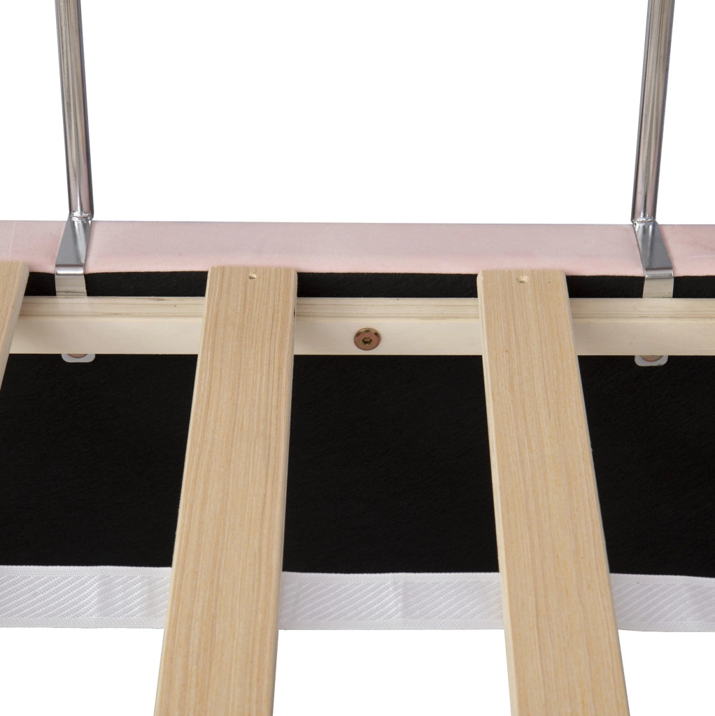 Letto imbottito rosa 140x200 cm per bambini con LED e ripiano laterale