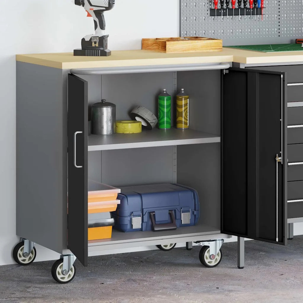 Banco da lavoro con lo scaffale Nero e Grigio 75 x 45 x 85 cm CFW6927543