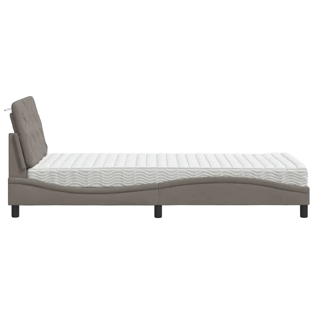 Letto con Materasso Tortora 90x190 cm in Tessuto