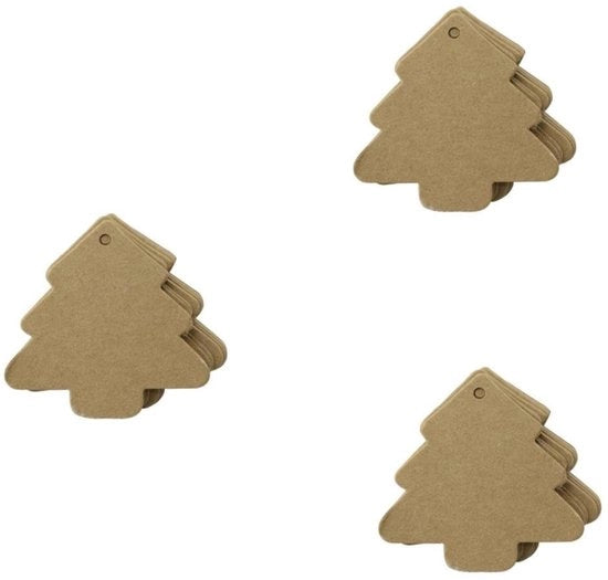 Etichette di Natale in Carta Kraft 150 pezzi - Stile Vintage - Marrone - Etichette dei Nomi - Carte dei Prezzi - Dimensioni 5,4 x 5,4 cm - Etichette di Cadeau