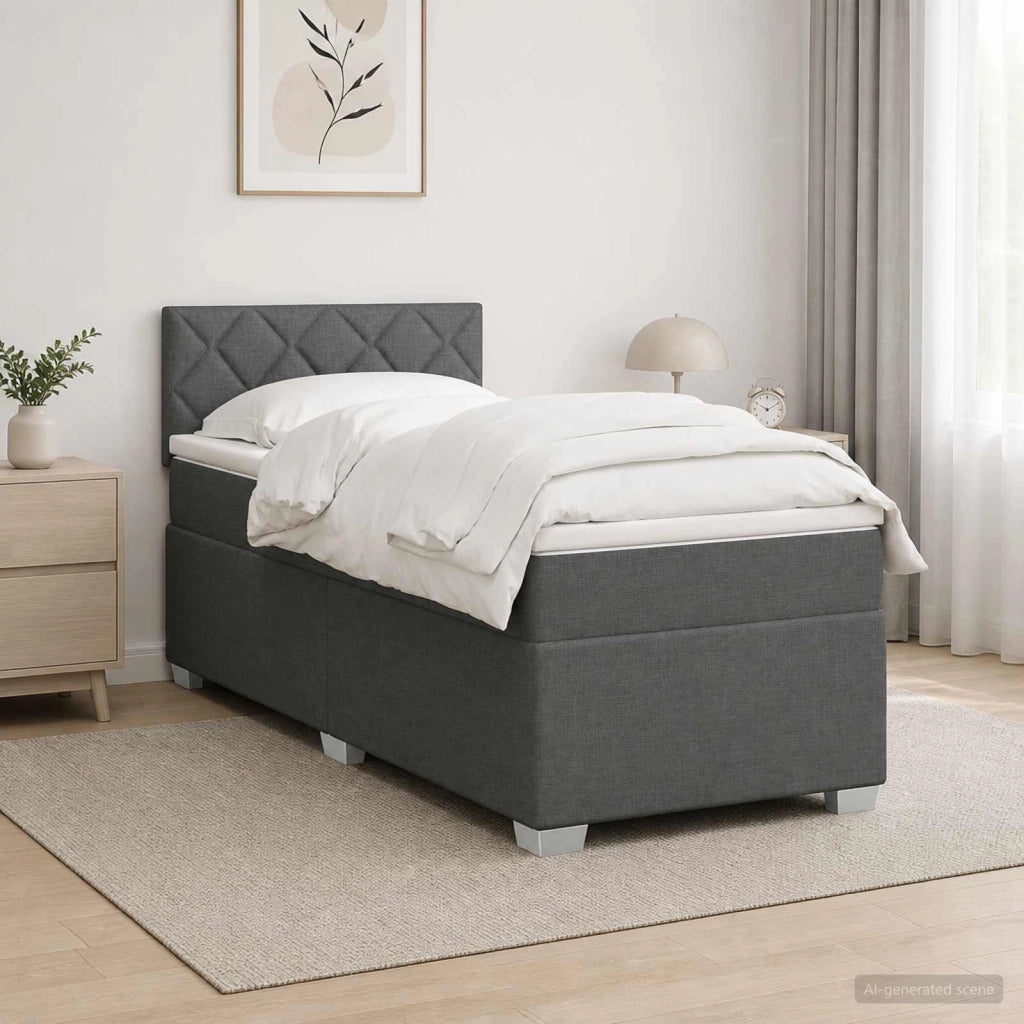 Letto con Box Spring, Materasso e LED Grigio Scuro Singolo 3452041