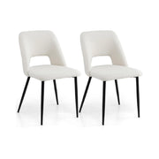 Set di 2 sedie da pranzo con schienale vuoto e gambe in metallo, 2 sgabelli alti da bar moderni Beige