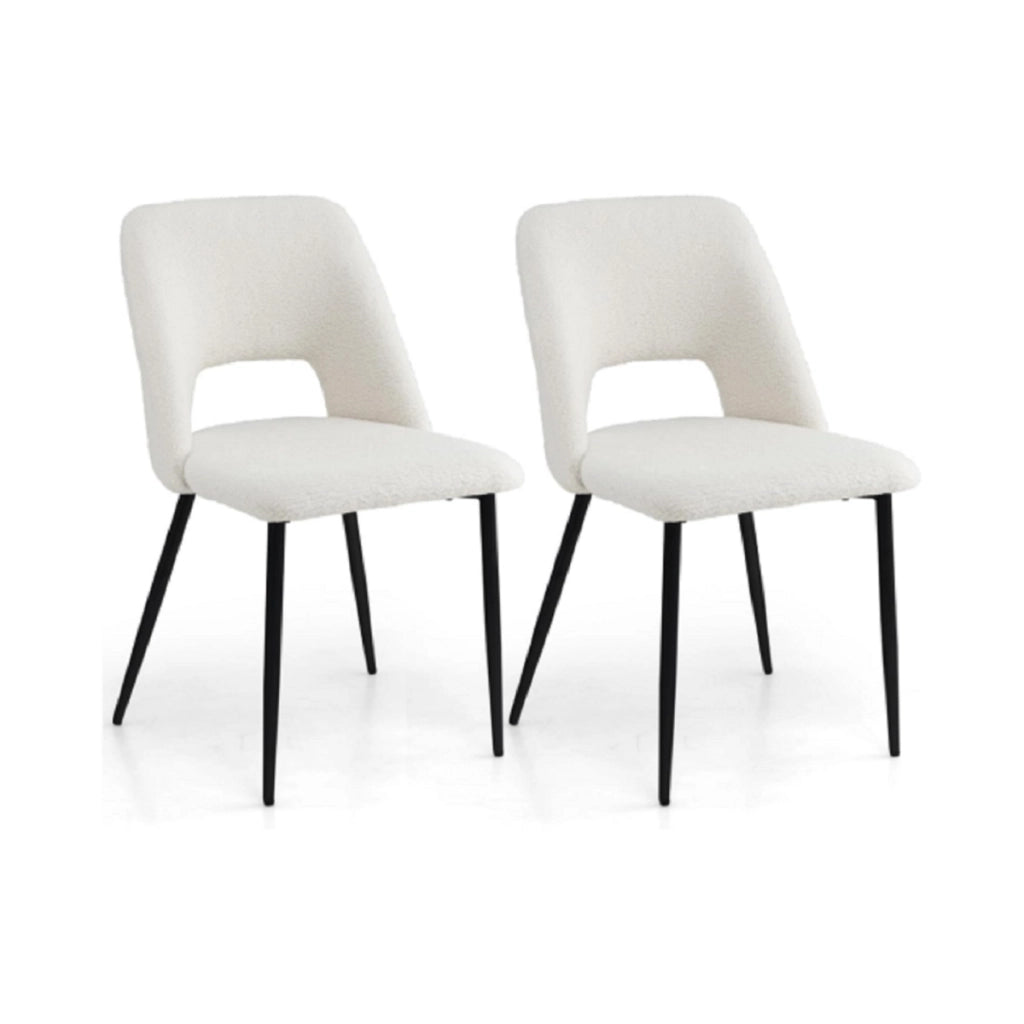 Set di 2 sedie da pranzo con schienale vuoto e gambe in metallo, 2 sgabelli alti da bar moderni Beige