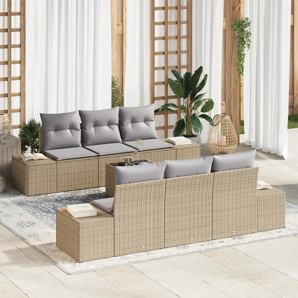 Set Divano da Giardino 8 pcs Beige e grigio polyrattan 3355619
