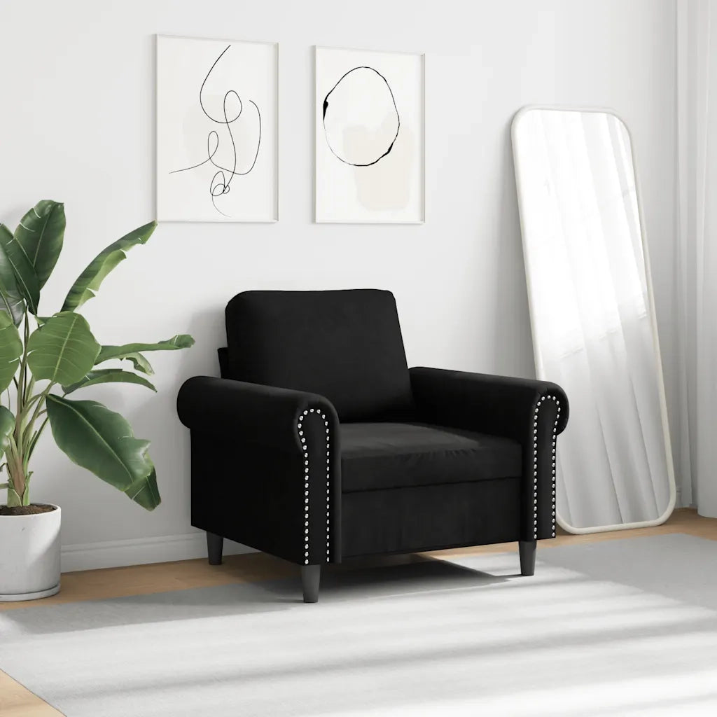 Poltrona | Sedia Relax Nero 60 cm Velluto
