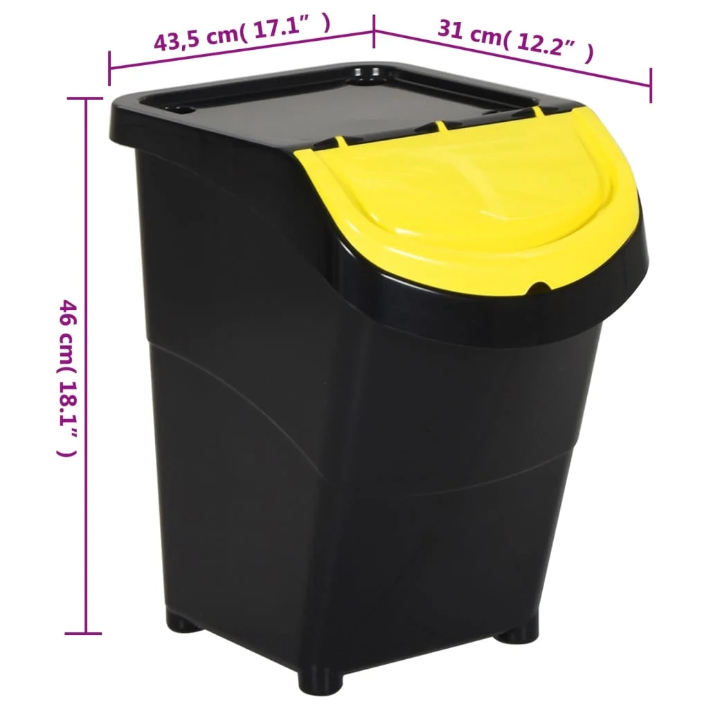 Contenitori impilabili con coperchio 3 pezzi PP 120 litri nero 02_0006089