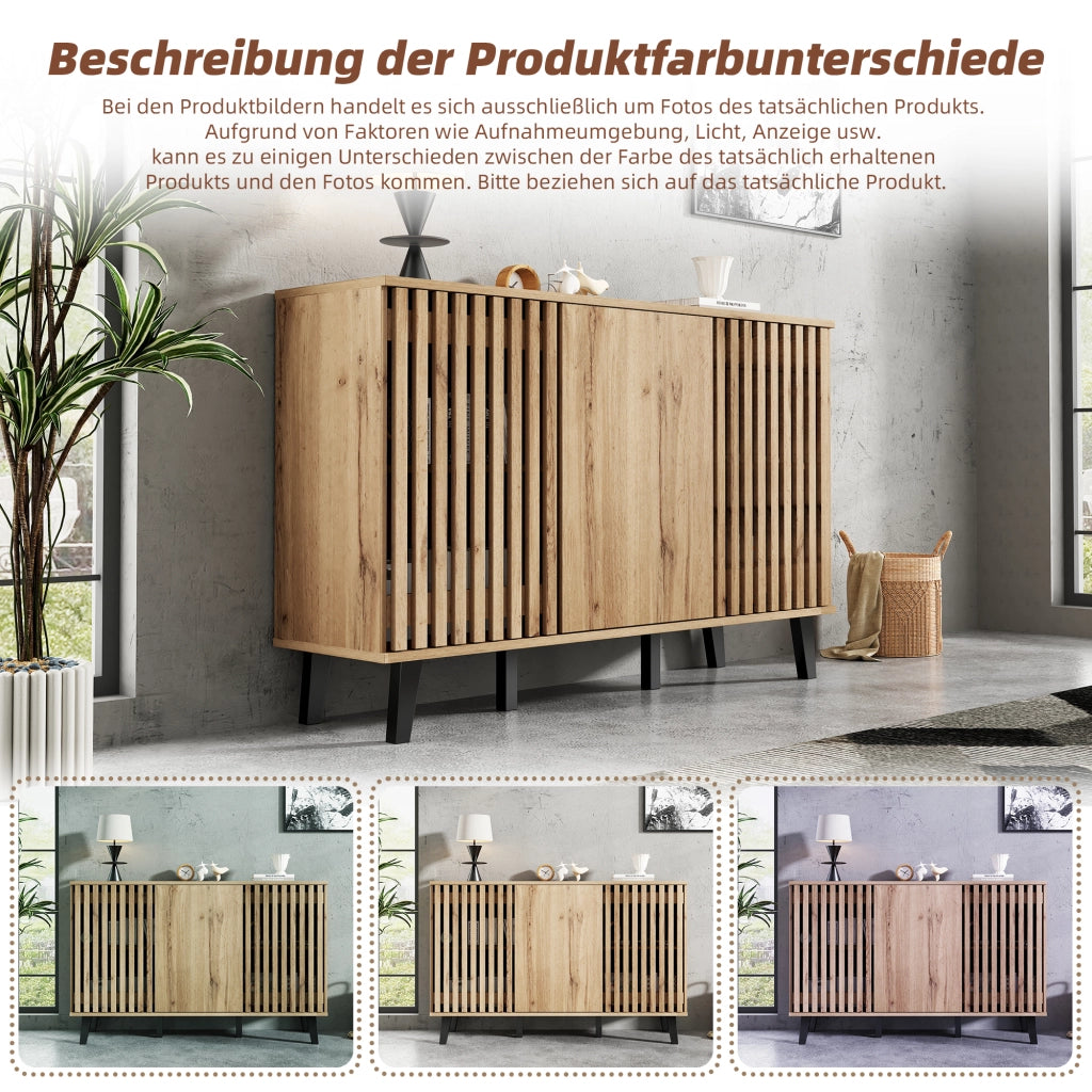 Set mobile TV e credenza in truciolare effetto legno naturale con vani e ante