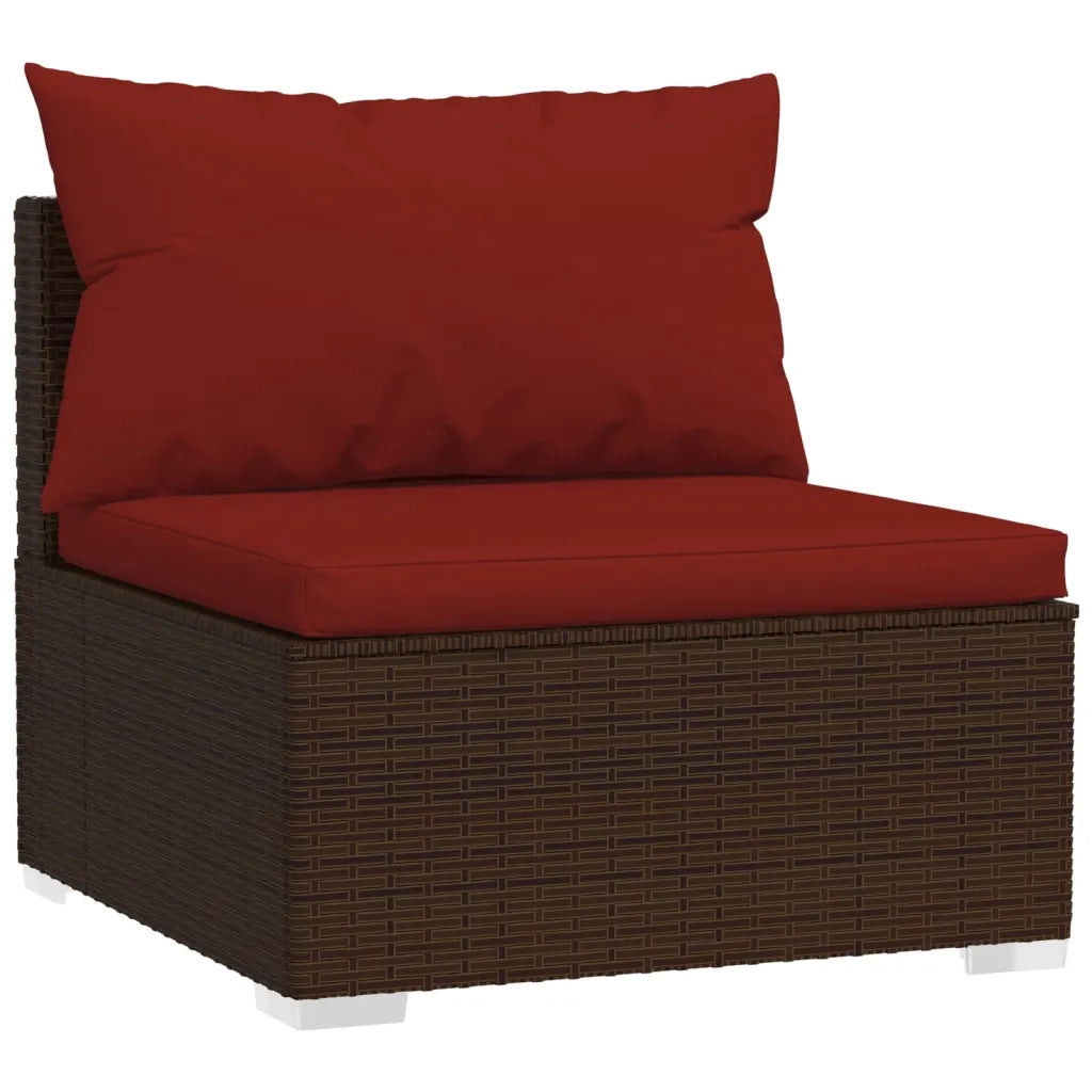 Set Divani da Giardino 7 pz con Cuscini in Polyrattan Marrone 3102339