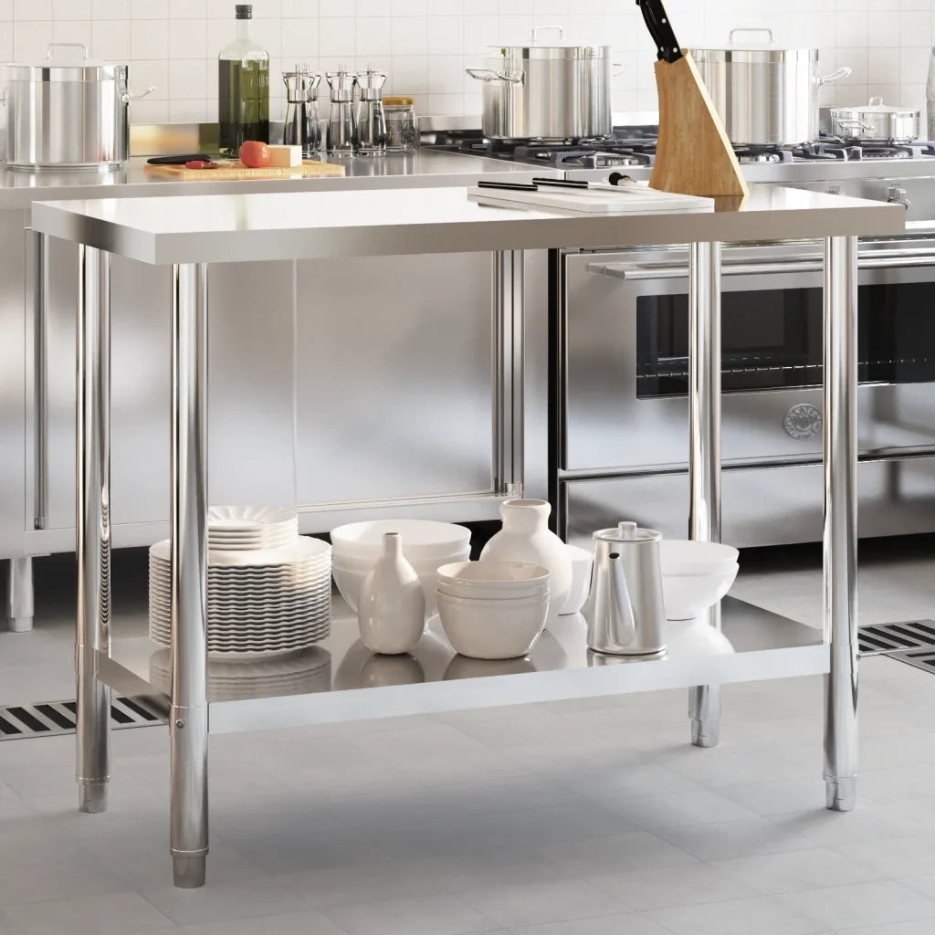 Tavolo da Lavoro da Cucina-Piano di Lavoro Cucina 110x55x85 cm in Acciaio Inossidabile 429563