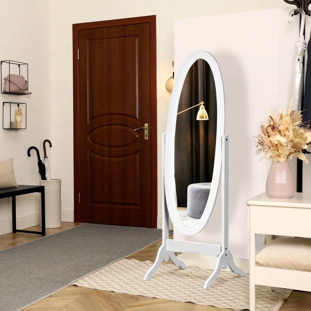 Specchio da Terra Ovale ¨C Xylo ¨C Inclinazione Regolabile 47.5x45.5x154.5cm Bianco