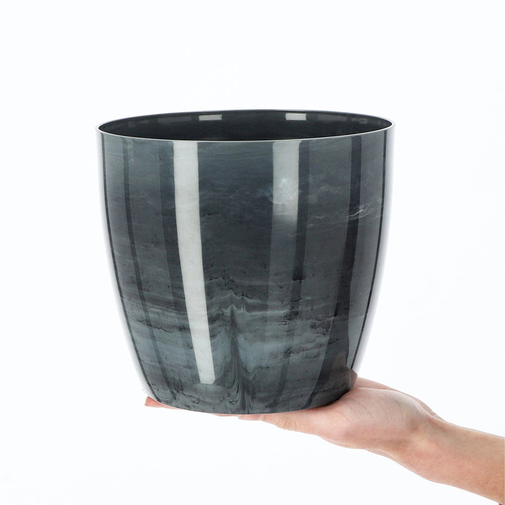 Coprivaso KADAX da 14 cm, vaso per fiori, effetto marmo grigio, per soggiorno, supporto per fiori
