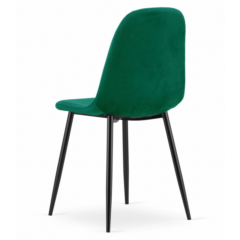 Sedia Como in velluto verde bosco con gambe nere