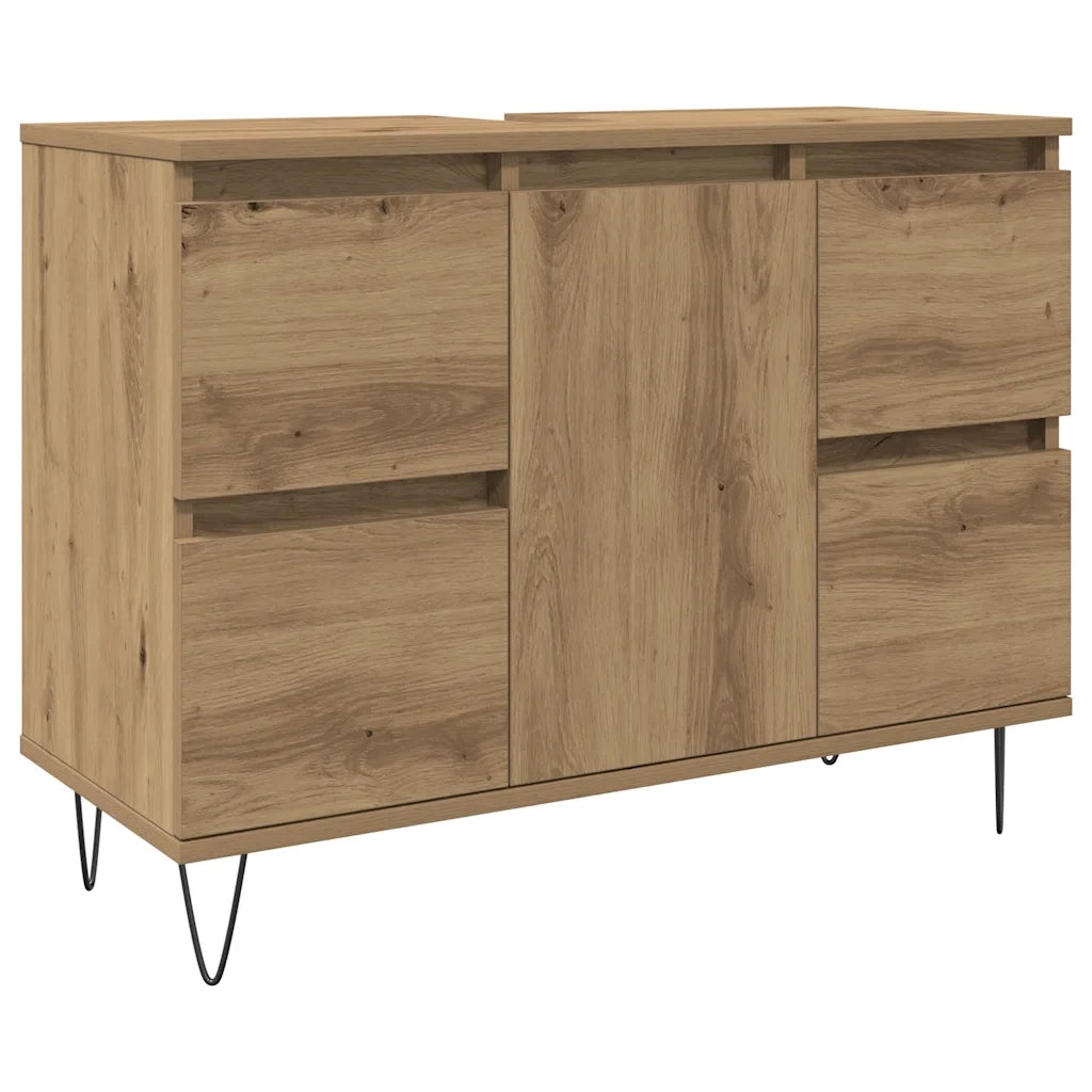 Mobiletto da Bagno Rovere Artigianale 80x33x60 cm in Truciolato 857236