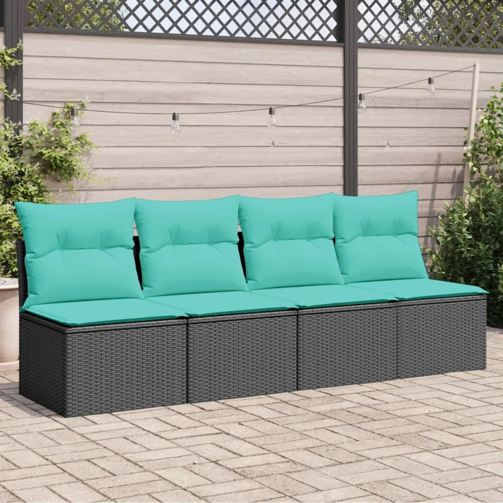Divano da Giardino con Cuscini a 4 Posti Nero in Polyrattan 366027