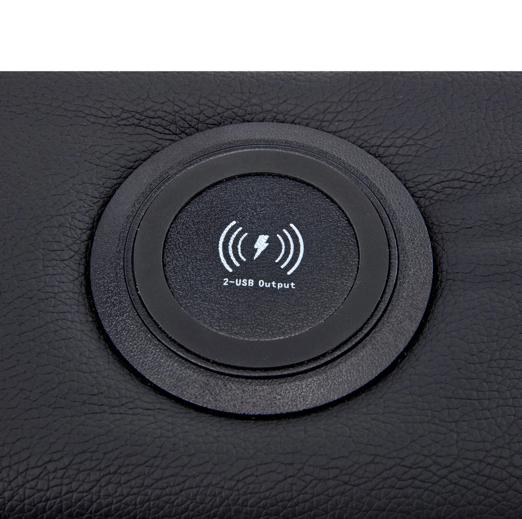Letto imbottito 140x190 cm con porta USB, illuminazione LED e spazio contenitore, design in PU lychee nero, senza materasso
