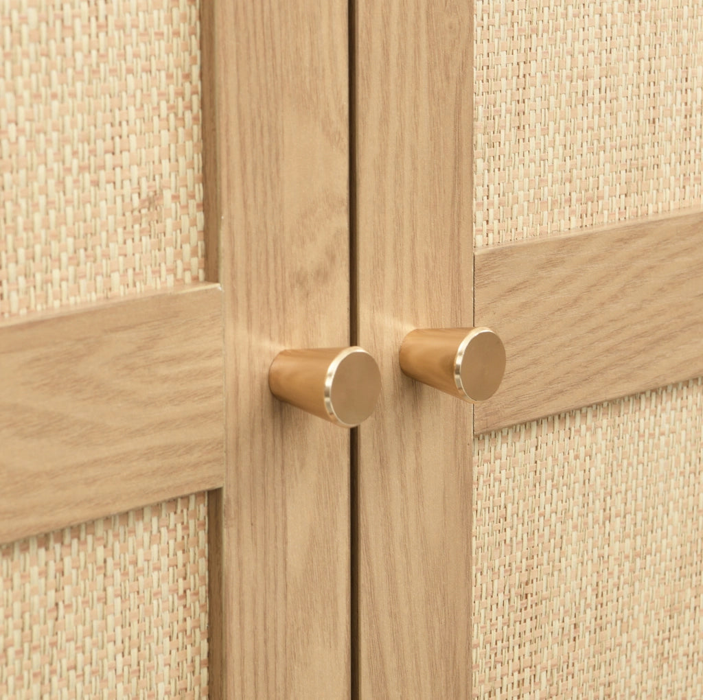 Armadio 80x55x180 cm in MDF rovere e beige, 2 ante e 2 cassetti