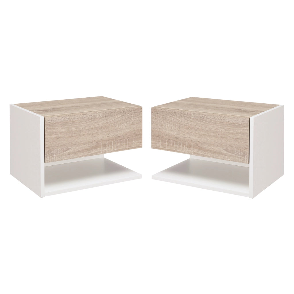 Comodini sospesi ¨C Minimal ¨C Bianco e rovere chiaro