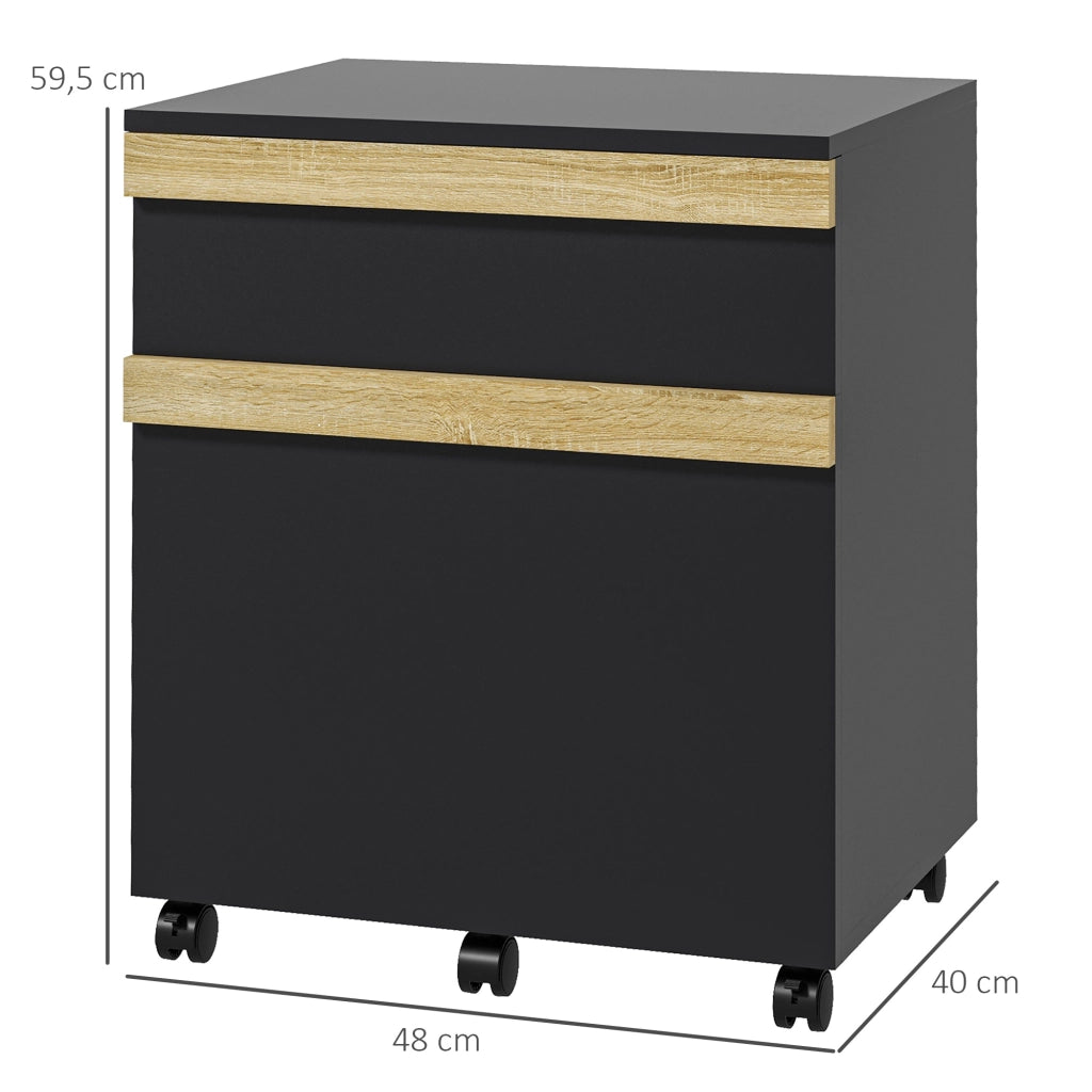 Scrivania con cassetti e ruote ¨C Minimal ¨C Nero 48x40x59,5 cm