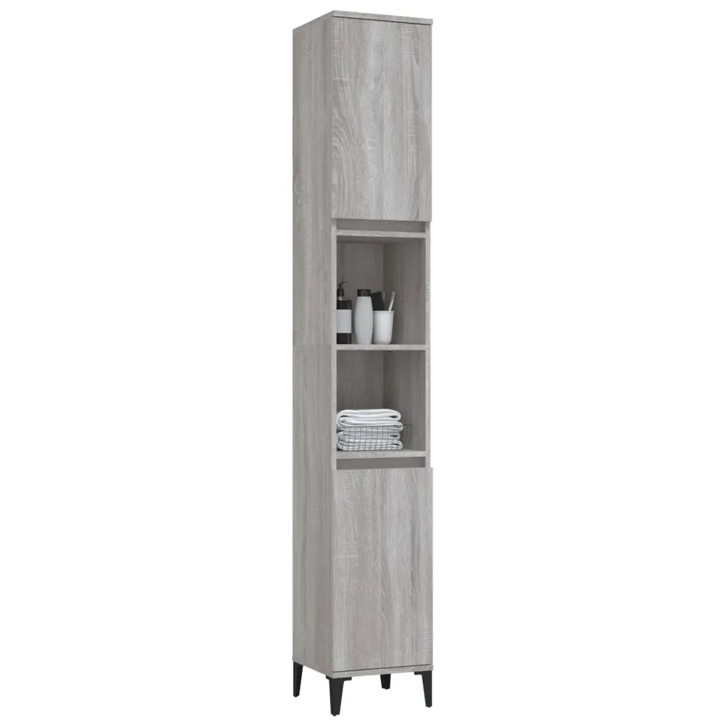 Armadietto Bagno | Armadio da bagno Grigio Sonoma 30x30x190cm in Legno Multistrato