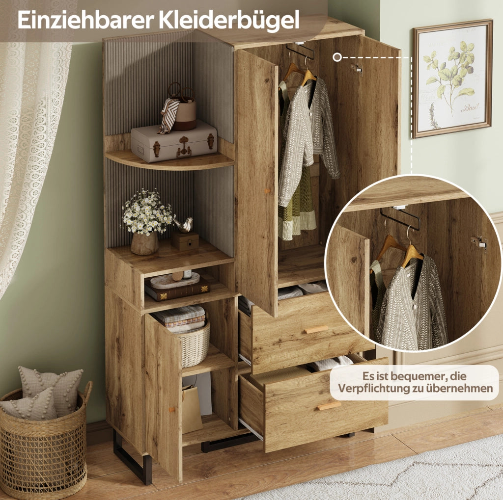 Guardaroba da ingresso compatto 110x186x38 cm nero e legno