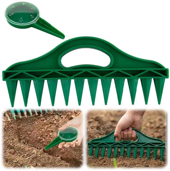 Set di aiuola, insieme di 2 distributori semi giardino con 12 fori regolabili manuale piantagrande attrezzi per seminare macchina per seminare distributore semi per giardino