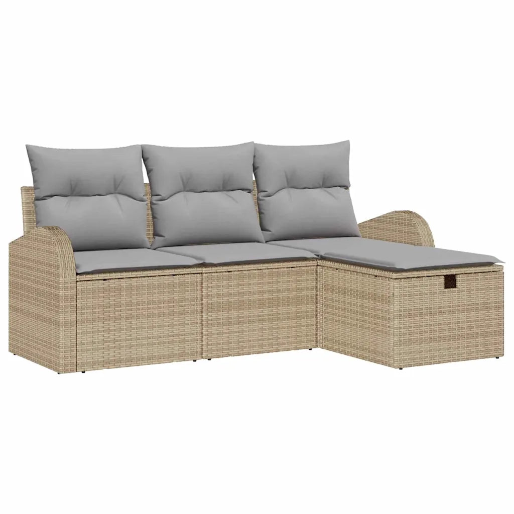Set di divani 4 pcs Beige e Grigio Chiaro polyrattan