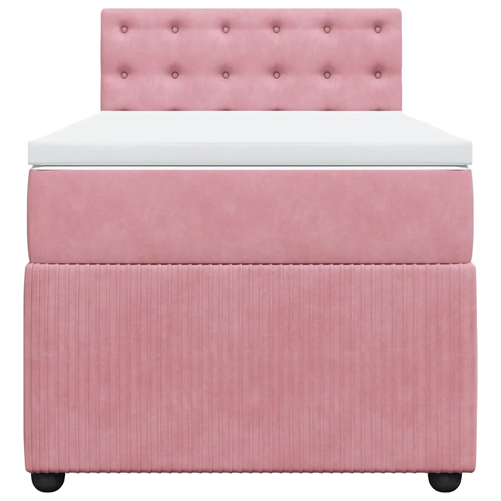 Giroletto a Molle con Materasso Rosa 90x200 cm in Velluto