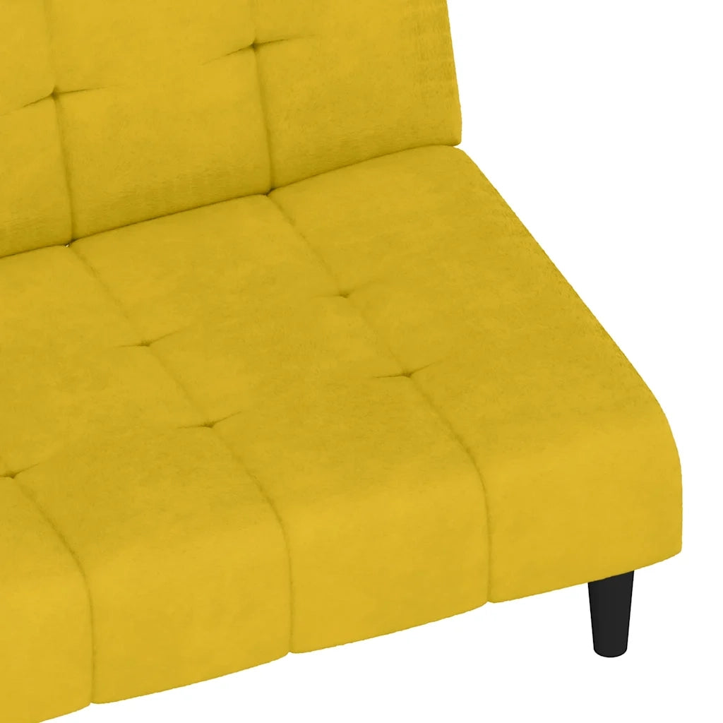 Divano Letto a 2 Posti Giallo in Velluto 375770