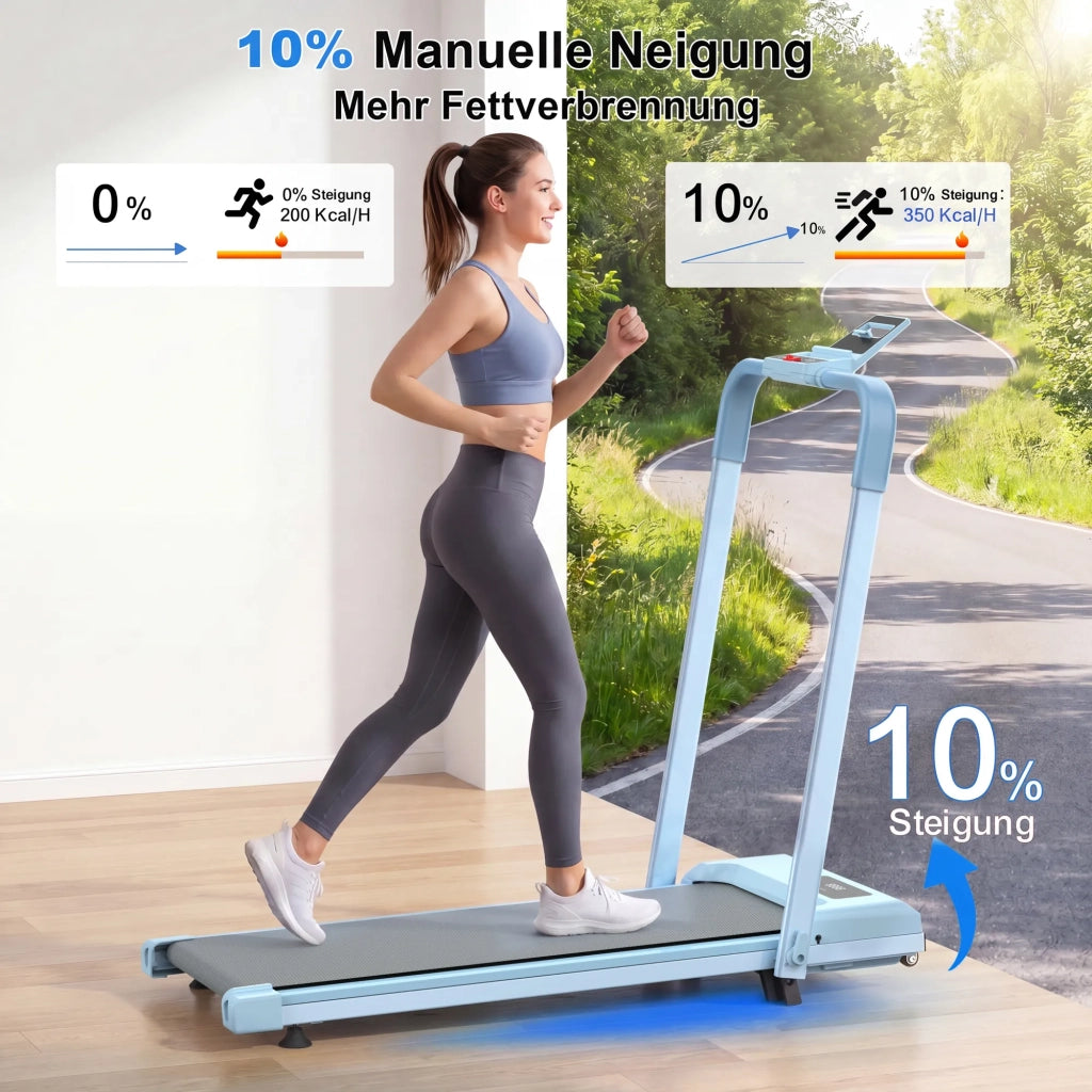 Tapis roulant da scrivania per home office, compatto e portatile con inclinazione. 2-in-1 per camminare, correre e jogging. Portata massima 120 kg.