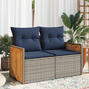 Divano da giardino con cuscini a 2 posti grigio in polyrattan 366161