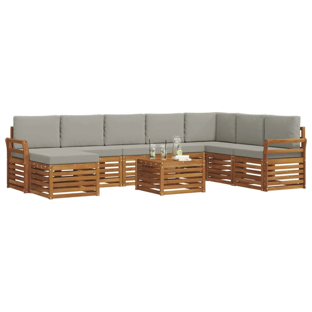 Set divano sezionale con cuscino 9 pcs Grigio Naturale e Chiaro 3375331