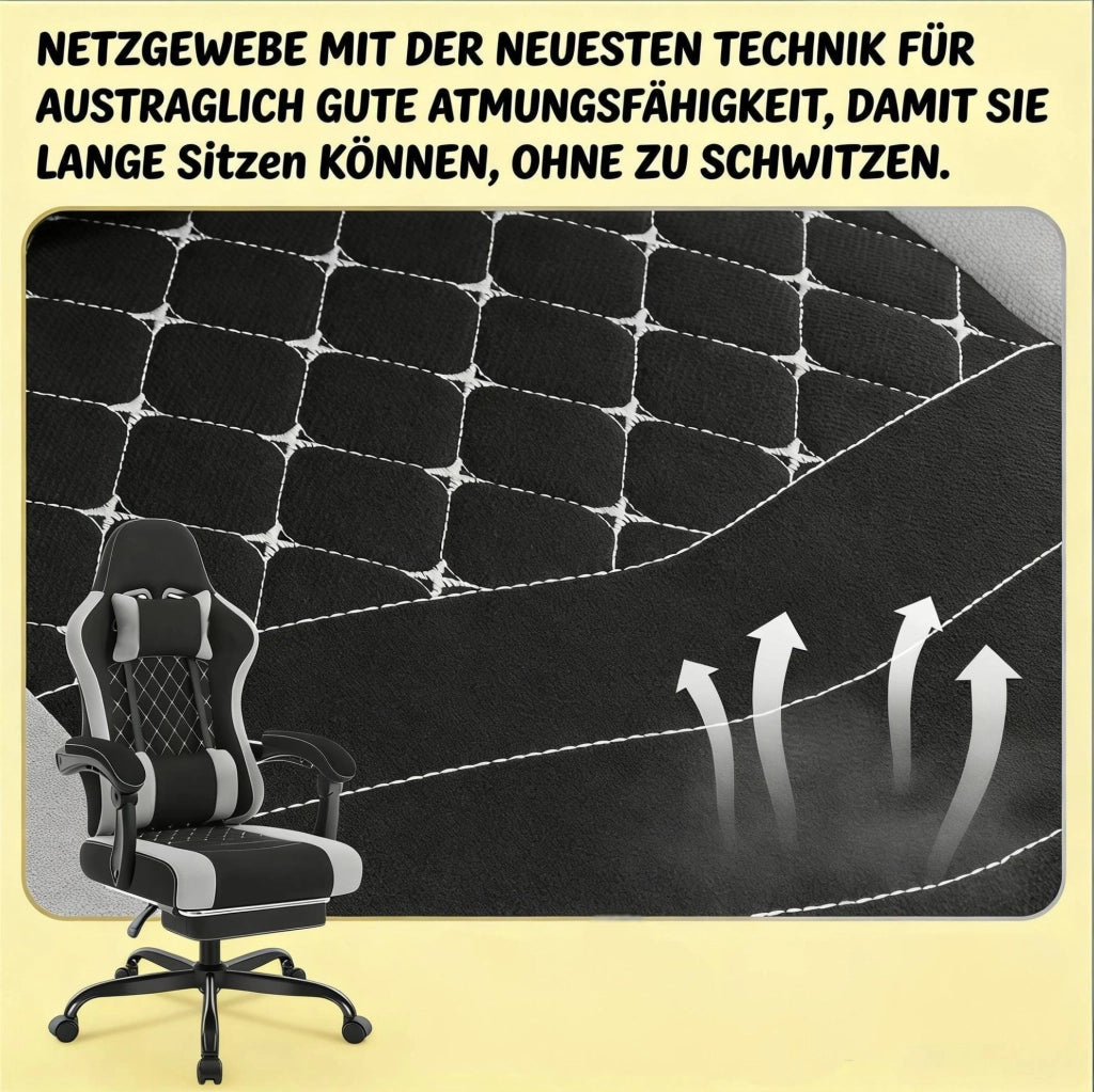 Sedia da ufficio ergonomica girevole con massaggio, nero/grigio