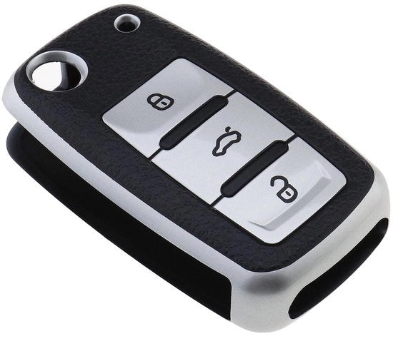 Copertura per chiave a distanza in TPU - Protezione per chiave dell'auto - Argento - Compatibile con Seat e Skoda - Accessori di ricambio per auto.
