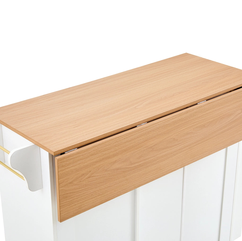 ISOLA CUCINA con piano ribaltabile 110 cm bianca e naturale