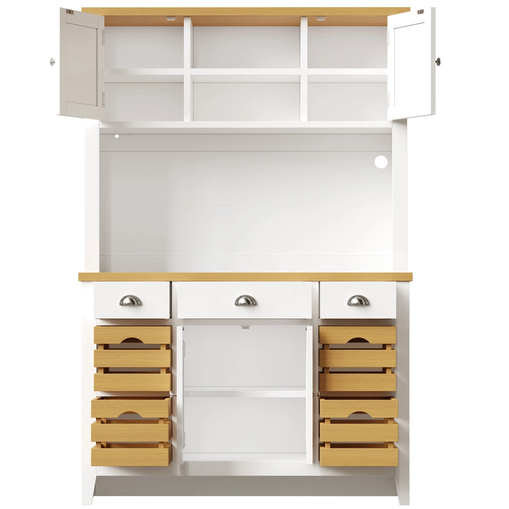 Credenza da cucina alta con ripiani regolabili e 4 cestelli, LED multicolore, in MDF bianco, 120 × 40 × 188 cm