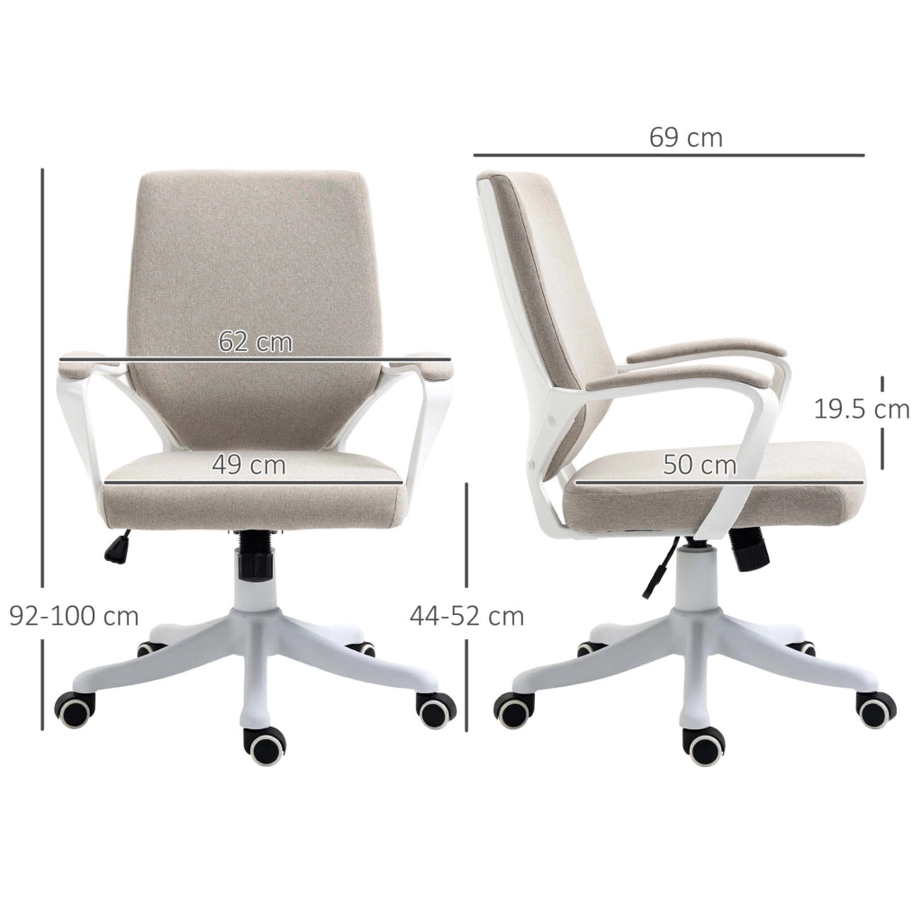 Sedia da ufficio ergonomica con supporto lombare, altezza regolabile fino a 120 kg, colore beige, per ufficio e home office.