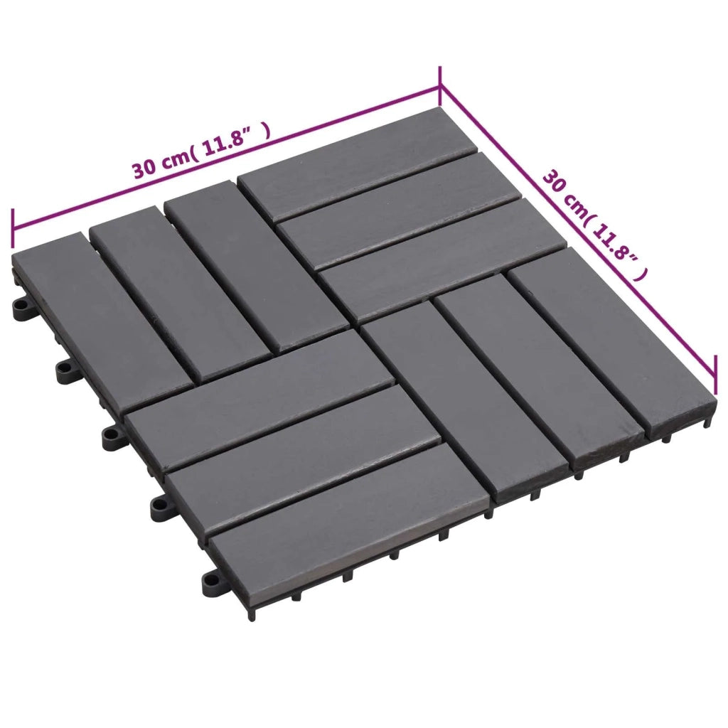 Piastrella per Decking 10 pz Grigio 30 x 30 cm Legno di Acacia CFW1763615