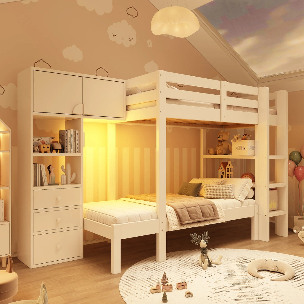 Letto a castello sfalsato 90x200 cm con armadio