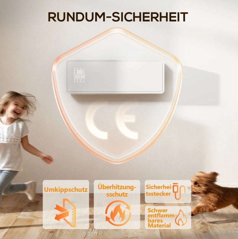 Termoventilatore da parete 2000 W 54x18,7x12,3 cm ABS bianco con timer
