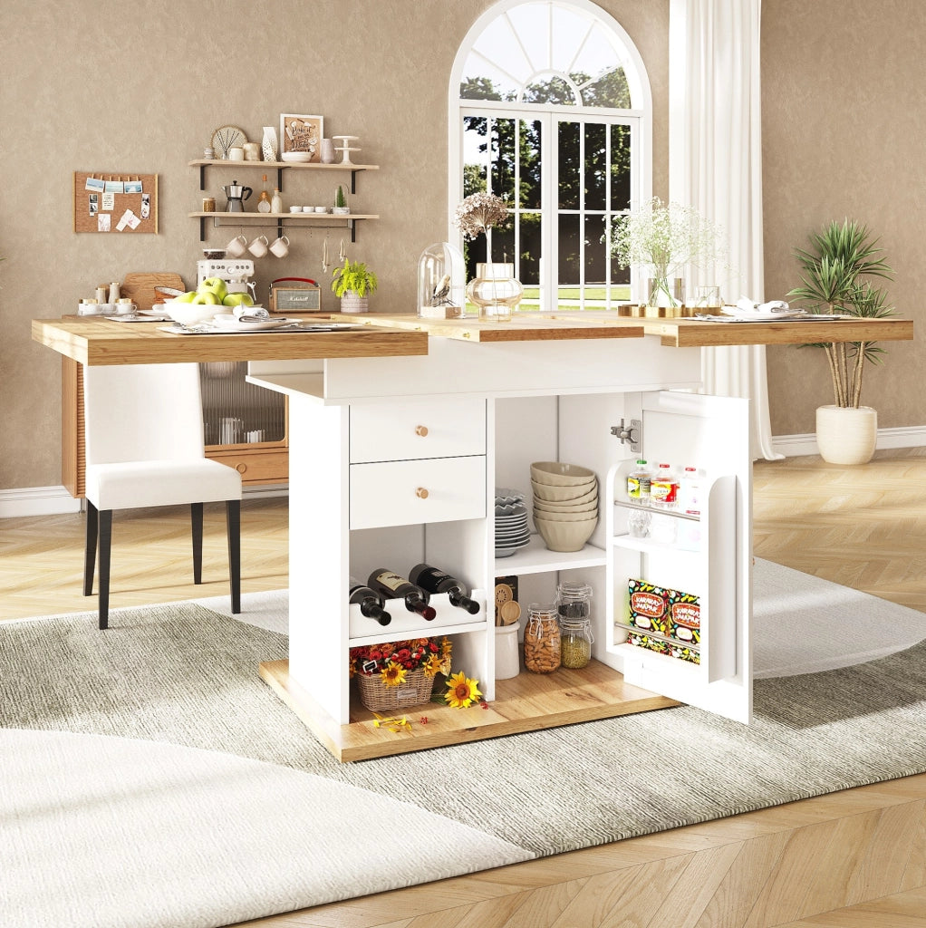 Tavolo da pranzo estensibile 110-140 x 80 x 75 cm in MDF bianco con contenitori
