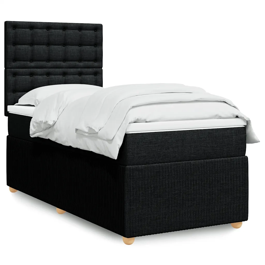 Giroletto a Molle con Materasso Nero 90x190 cm in Tessuto 3294227