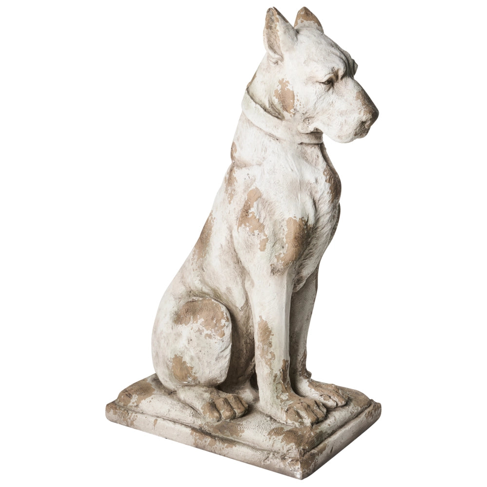 Statuetta decorativa da giardino in MgO color beige a forma di cane 30 x 46 x 81 cm Elemento decorativo per giardino terrazza e patio