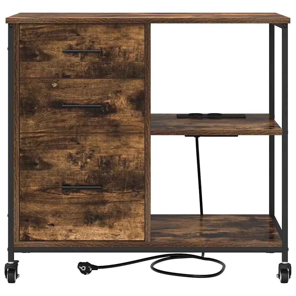 Cabina con Stazione di Ricarica Rovere fumé 76 x 41 x 72 cm 859837