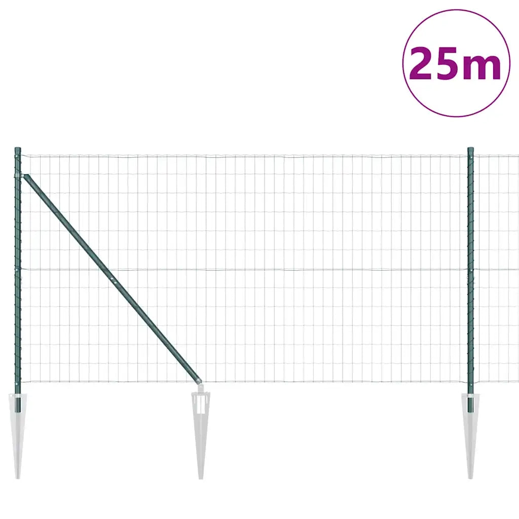 Recinzione da Giardino | Recinzione con Posto Verde 1 x 25 m Acciaio e PVC
