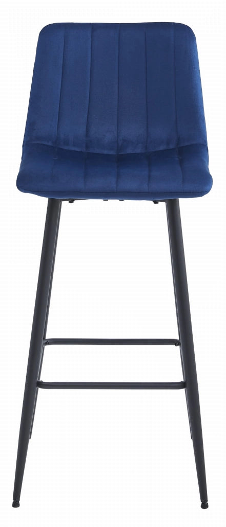 Sgabello Valora POZZA in velluto blu navy con gambe nere x2